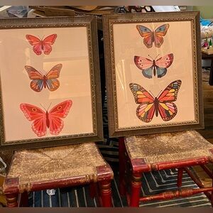 Butterflies on canvases framed in fab vintage frames 19.5” wide 23.5” tall